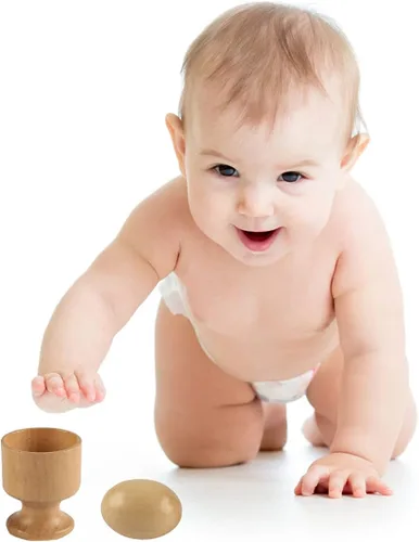 Vista 4 de JE JOUE Montessori Materials Huevo de madera con taza para juguete infantil