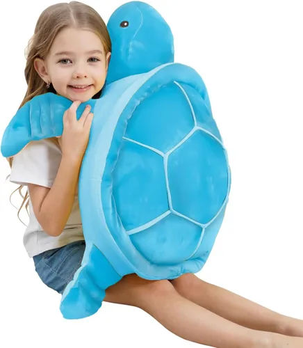 Vista 3 de Dalmao - Animales de peluche de tortuga marina de 28'' gigantes y suaves, gran almohada de tortuga azul oceánica de peluche, peluches de regalo