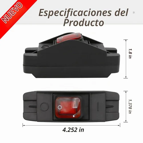 Vista 2 de Interruptor de cable en línea impermeable AC/DC 12V-250V On/Off Interruptor de botón de cable resistente