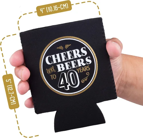 Vista 9 de Prazoli - Enfriadores de latas de 40 cumpleaños (paquete de 12) – Decoraciones de feliz cumpleaños de 40 para hombres, saludos y cervezas a 40 años