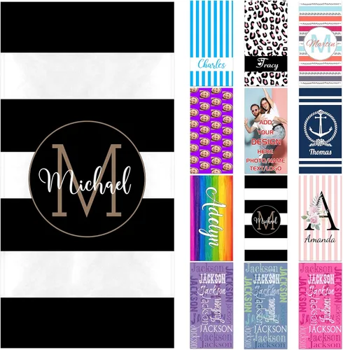 Vista 13 de Toallas de playa personalizadas para adultos y niños con nombres, toallas de playa personalizadas para hombres y mujeres, toalla de baño