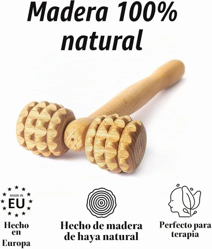 Vista 8 de tuuli Maderotherapy - Juego de rodillos de masaje de madera para relajar los músculos, cuidado personal, masajeador de madera para cuerpo, espalda