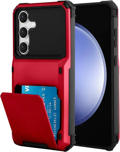 Vista 11 de Funda tipo cartera para Samsung Galaxy S22 con ranura para 2 tarjetas de crédito Funda a prueba de golpes Hybrid Heavy Duty Protection Armor Funda