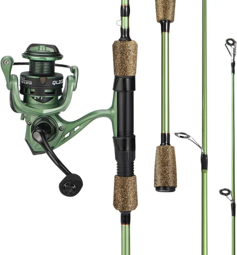 Vista 3 de Combos de cañas de pescar One Bass, cañas de fibra de carbono de 30 toneladas, carrete de pesca con relación de engranajes de 8.1:1, combo de 2