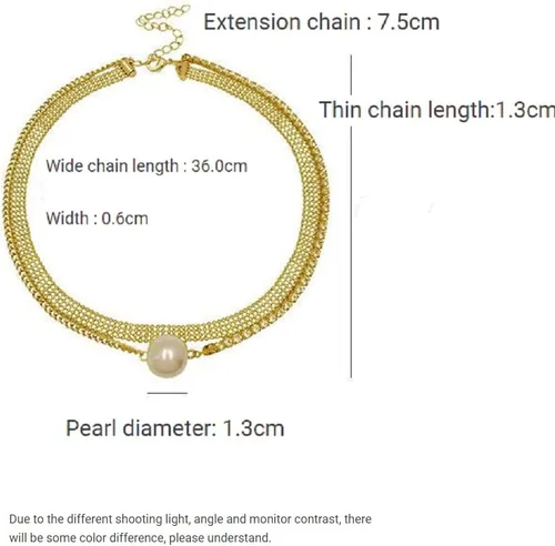 Vista 5 de Lun Detalle de oro de 18 quilates con colgante de perlas CZ collar de perlas artificiales boho collar de diamantes de imitación collar en capas