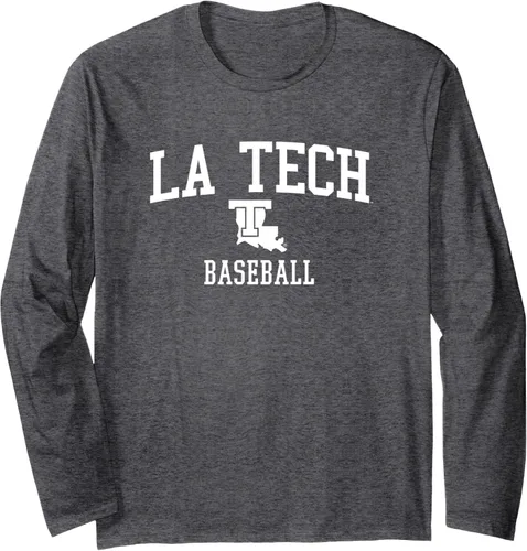 Vista 3 de Louisiana Tech Bulldogs Camiseta de manga larga de béisbol, Negro