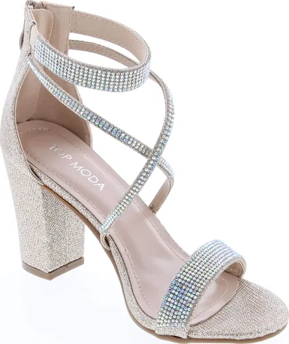 Vista 7 de TOP Moda - Sandalias de tacón alto con correa de tobillo y puntera abierta