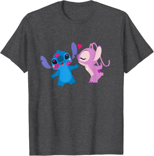 Vista 33 de Disney Stitch and Angel - Camiseta para el día de San Valentín Negro