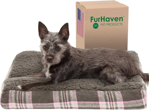 Vista 22 de Furhaven - Cama para perros y gatos, cojín de lujo, diseño rectangular tradicional, cama para mascotas con funda extraíble para perros y gatos