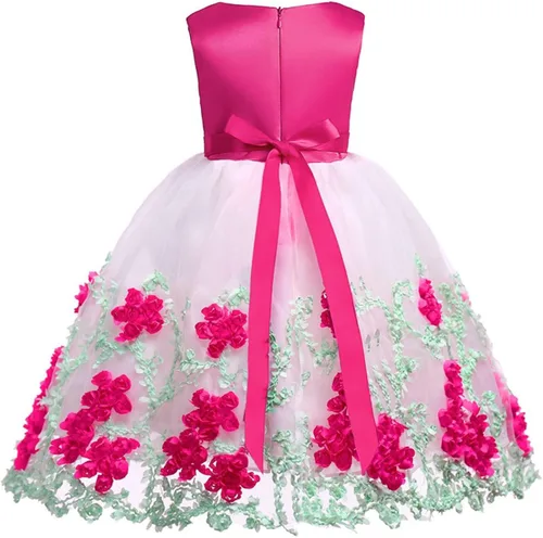 Vista 3 de NSSMWTTC 2-9T Vestido de bordado de boda para niñas de flores, vestido de Navidad con collar