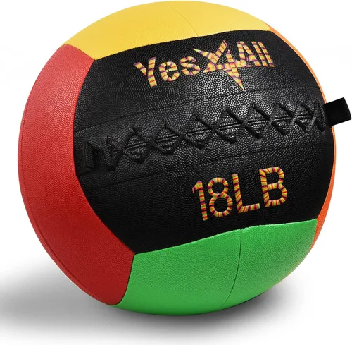 Vista 7 de Yes4All Bola de pared, bola de arena de hierro con peso de cuero suave para ejercicio multifuncional dinámico, 6 libras - 30 libras
