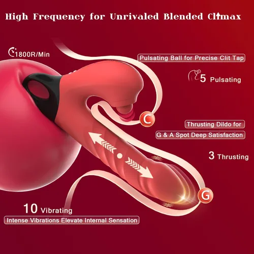 Vista 2 de Consolador vibratorio de empuje, vibrador 3 en 1 femenino para punto G con estimulador de clítoris, juguetes sexuales para mujeres y adultos, 3