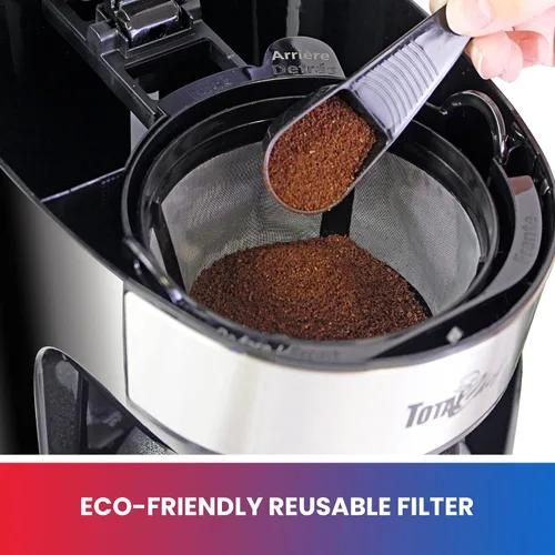 Vista 4 de Total Chef Cafetera de goteo – Cafetera programable de 12 tazas con olla de cristal, pausa y vertido, apagado automático, depósito de agua grande