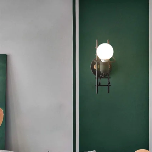 Vista 6 de Mengjay Humanoid - Lámpara de pared creativa para interiores, lámpara de pared moderna Art Deco Hierro E26 Base para dormitorio, habitación