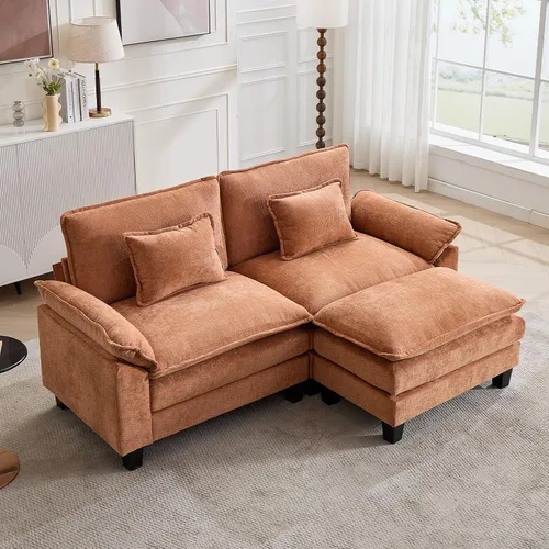 Vista 87 de Oprisen Sofá Seccional Modular, Cómodo Cloud Couch Sofá Seccional, Sofá Cama de Chenilla con Asiento Profundo con Almohadas Decorativas para Sala