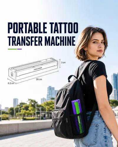 Vista 7 de Máquina de impresora de plantillas de tatuaje Poseidon con papel de Bluetooth inalámbrico, máquina de tatuaje térmico, para artistas del tatuaje