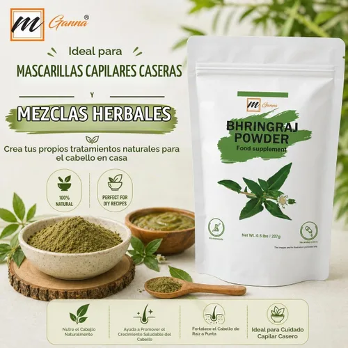 Vista 3 de 100% natural Bhringraj Powder Pure Eclipta Alba para la salud del cabello y la piel 0.22 LBS 3.53 oz