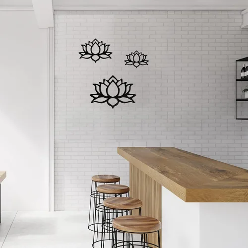 Vista 6 de Ferraycle 3 piezas de metal flor de loto decoración de pared de metal Zen Lotus Flower arte de pared inhalar señales huecos colgantes silueta Negro
