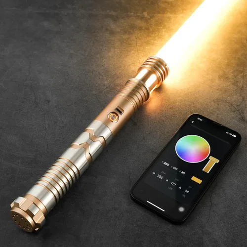 Vista 8 de CUSTOM SABER Sable de luz RGBX Smooth Swing, control de movimiento para encenderapagar la cuchilla, 16 fuentes de sonido, sable de luz, soporte