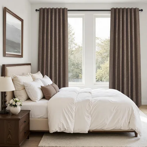 Vista 71 de Topfinel cortinas opacas de lino beige y blanco de 63 pulgadas de largo, 2 paneles para ventana pequeña, estilo natural de abedul bohemio y rústico