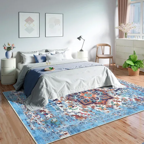 Vista 21 de GLN Rugs Traditional Collection - Alfombra de felpilla lavable a máquina, tradicional lavable, antideslizante, alfombra de felpilla de pelo corto