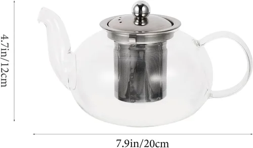 Vista 2 de Hemoton Tetera infusor de té, tetera de vidrio, tetera de té, dispensador de té con infusor de té para casa de té, centro de mesa para té, café