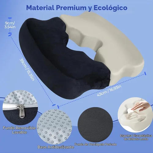 Vista 2 de SAHEYER Cojines para dolor de cama para glúteos, almohada de espuma viscoelástica para alivio de presión de hemorroides con orificio central y corte