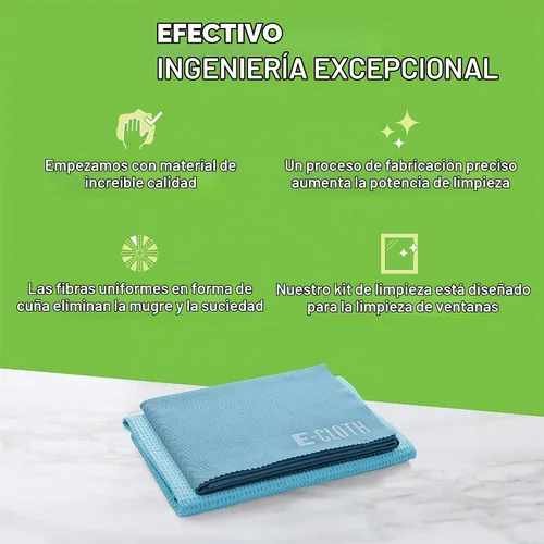 Vista 7 de E-Cloth Paño de limpieza de ventanas, embalaje ecológico, paño de limpieza de vidrio, ventanas sin rayas con solo agua, kit de toallas de microfibra