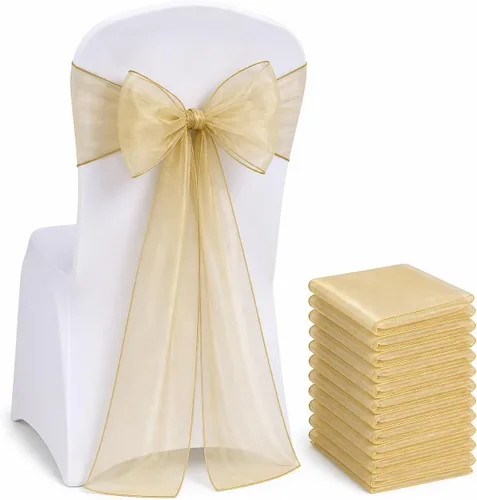 Vista 19 de Juego de 10 lazos para sillas con lazos para atar en la parte trasera, artículos decorativos para bodas, recepciones, eventos, banquetes, sillas