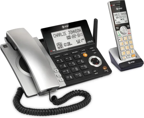 Vista 15 de AT&T CL84107 DECT 6.0 Teléfono expandible con cable/inalámbrico con bloqueador de llamadas inteligente, negro/plata con 1 auricular
