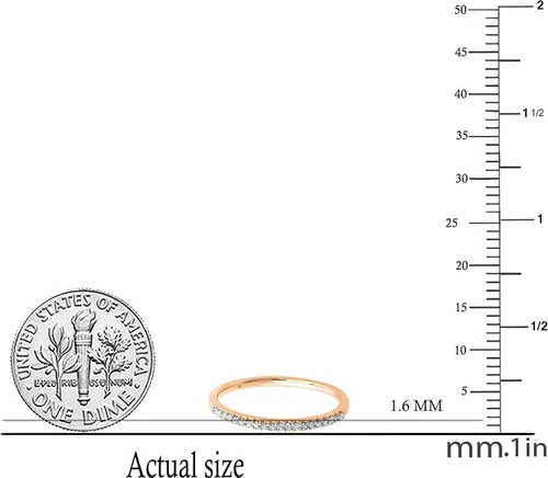 Vista 5 de Dazzlingrock Collection Anillo de boda y compromiso apilable de diamante blanco redondo de 0.14 quilates (ctw) para mujer Oro de 10 quilates