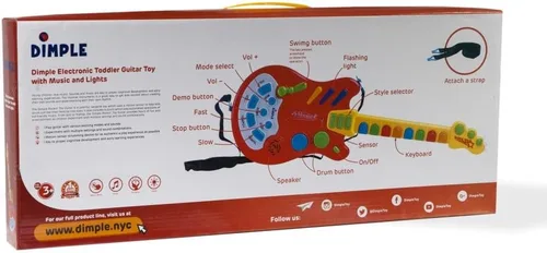 Vista 5 de Dimple Guitarra electrónica musical de mano para niños, toca música, rock, batería y sonidos eléctricos, el mejor juguete y regalo para niñas