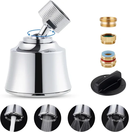 Vista 11 de Hygie Rinse Reemplazo de la cabeza del grifo del fregadero de cocina, accesorio rociador de 4 grifos rociadores con giro de ángulo grande, rosca