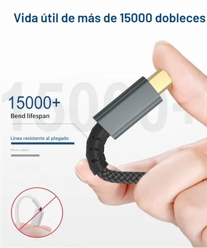 Vista 6 de 10FT USB Printer Cable - High Speed 2.0 Printer Cord, USB-B Cable, B to A Scanner Cord Compatible with HP, Canon, Epson, Dell, Brother, Lexmark Gris
