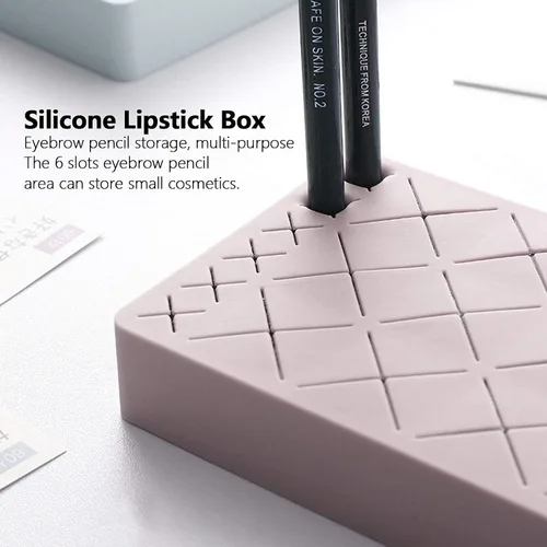 Vista 5 de TOPINCN Organizador de maquillaje cosmético de silicona para lápiz labial cosméticos titular caja de almacenamiento soporte de exhibición 24 ranuras
