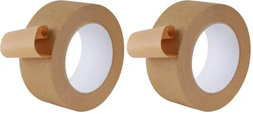 Vista 8 de Lichamp Cinta de pintor marrón ancha de 2 pulgadas, 1 pieza de cinta adhesiva marrón de enmascaramiento de adhesión media, 5 cm x 55 yardas
