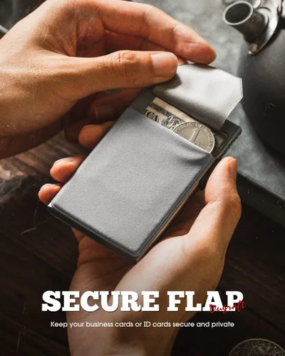 Vista 41 de DUGRAFT Tarjetero para tarjetas de crédito con bolsillo para dinero, minimalista, delgado, de aluminio, de metal, para hombres, con bloqueo RFID