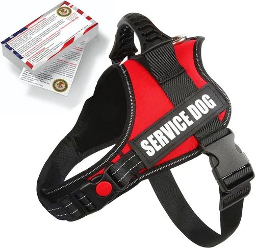 Vista 7 de Just 4 Paws Chaqueta de arnés para perro de apoyo emocional con asa acolchada, 6 tamaños, correas ajustables y 2 parches reflectantes extraíbles Rojo