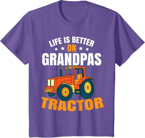 Vista 38 de Life Is Better On Grandpas Tractor Kids Farm Tractor Boy Camiseta, Negro