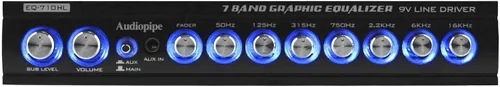 Vista 3 de Audiopipe Ecualizador gráfico de 7 bandas con controlador de línea Hi/Lo 9V (EQ-710HL)