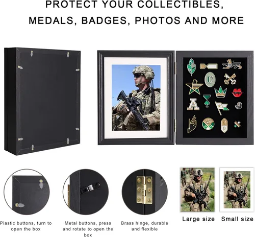 Vista 3 de Marco de fotos con 98% de protección UV para medallas militares, etiquetas de playa, alfileres de joyería, regalo de alfiler, cintas de insignia