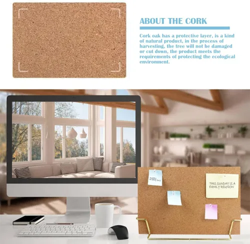Vista 7 de Tablero de anuncios de corcho con soporte de escritorio de doble cara para mensajes y fotos para el hogar, oficina, escuela
