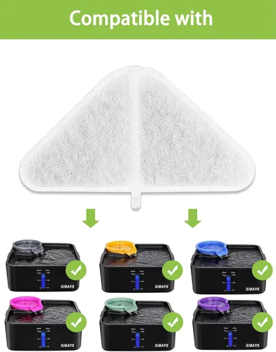 Vista 4 de SIBAYS Filtros de fuente de agua para gatos, filtros de fuente de agua de repuesto para fuentes de agua para mascotas de 230 oz/7 L, hechos