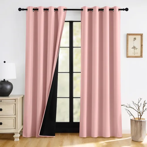 Vista 36 de RYB HOME Cortinas 100% opacas de 63 pulgadas de largo, cortinas de ventana de eficiencia energética y reducción de ruido para dormitorio, sala