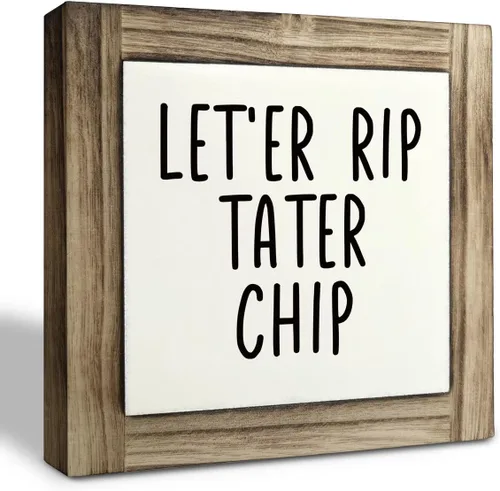 Vista 13 de Divertida Placa de Madera para Baño, So Fresh So Clean, Placas de Madera Box Decoración de Escritorio 5.9×5.9×0.7 pulgadas, Letreros Pequeños