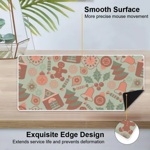Vista 4 de Retro Gingerbread Man Mouse Pad Large Gaming Desk Mat with Non- Slip Rubber Base Smooth Face Mouse Gaming Pad Long Pads for Desk Work Office Decor