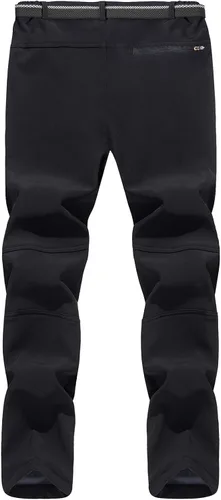Vista 3 de TACVASEN pantalones de senderismo para hombre, con forro polar, reforzados en las rodillas, ligeros, para esquí y snowboard, sin cinturón