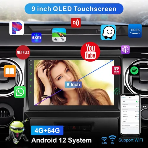 Vista 5 de Radio de coche Android para Ford F150 2009 2010 2011 2012 2013, Carplay inalámbrico Android Auto 4G+64G 9 pulgadas pantalla táctil estéreo de coche