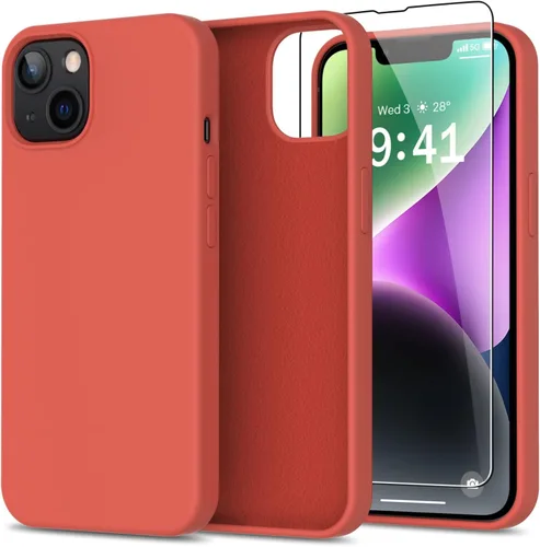 Vista 7 de bemal Funda para iPhone 14 Pro con protector de pantalla, silicona líquida de ajuste delgado, forro de microfibra suave, diseñada para mujeres
