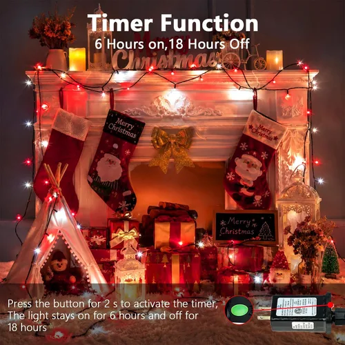 Vista 3 de OZS Guirnalda de luces de Navidad conectables rojas y blancas, paquete de 2 luces de Navidad de 164 pies en total de 400 LED para Rojo y blanco